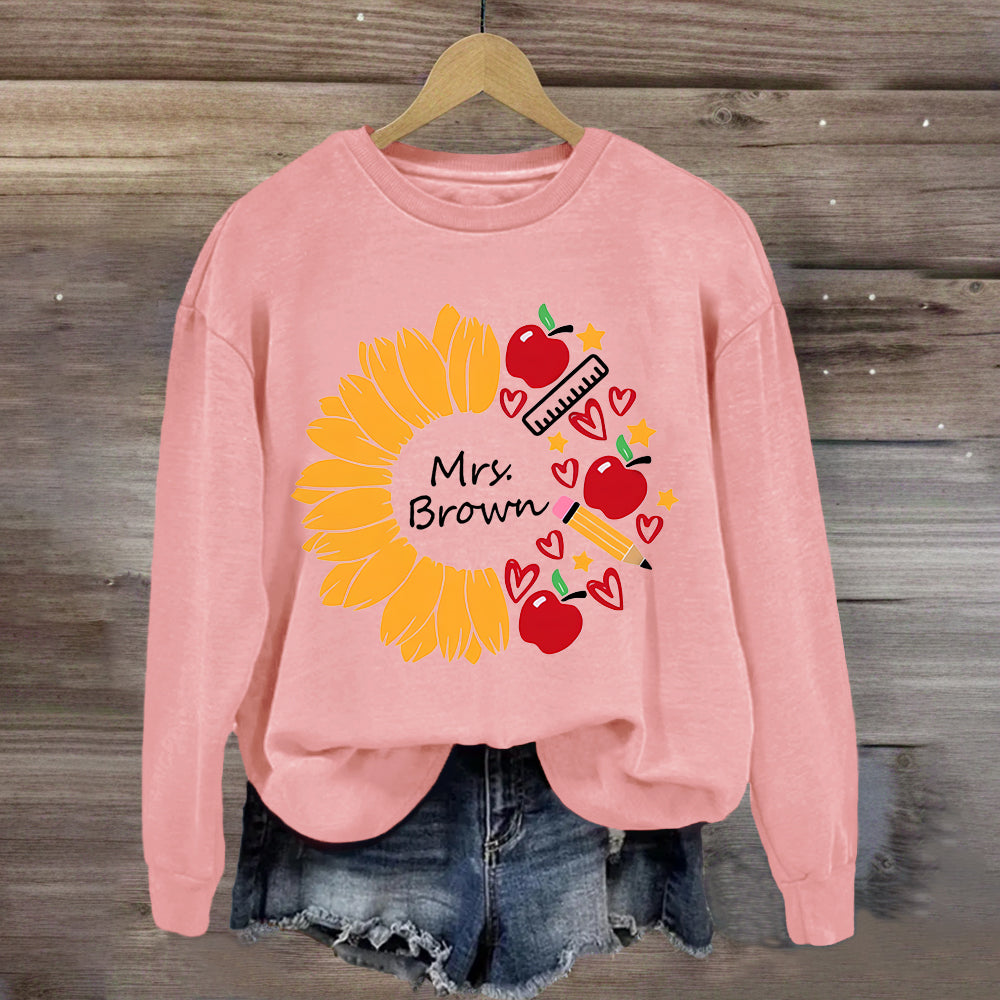 Personalized Name Sunflower Teacher Life Sweatshirt