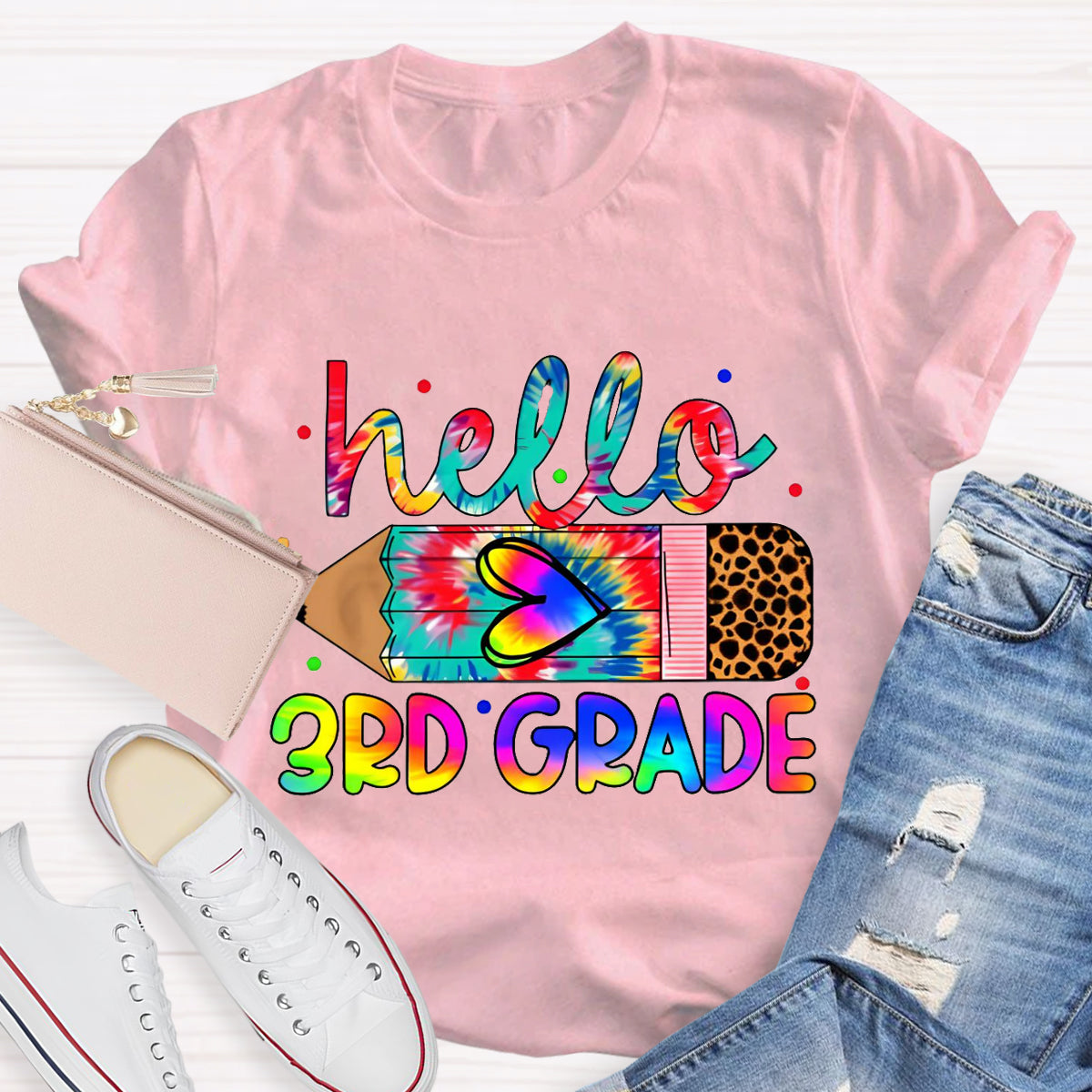 Personalized Grade Hello 3rd Grade Teacher T-Shirt