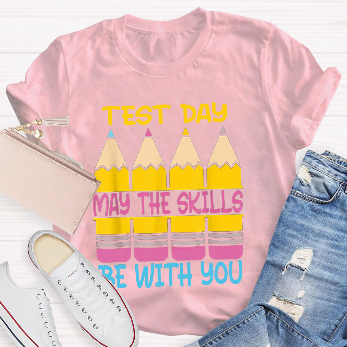 Test Day May The Skills Be With You Teacher T-Shirt