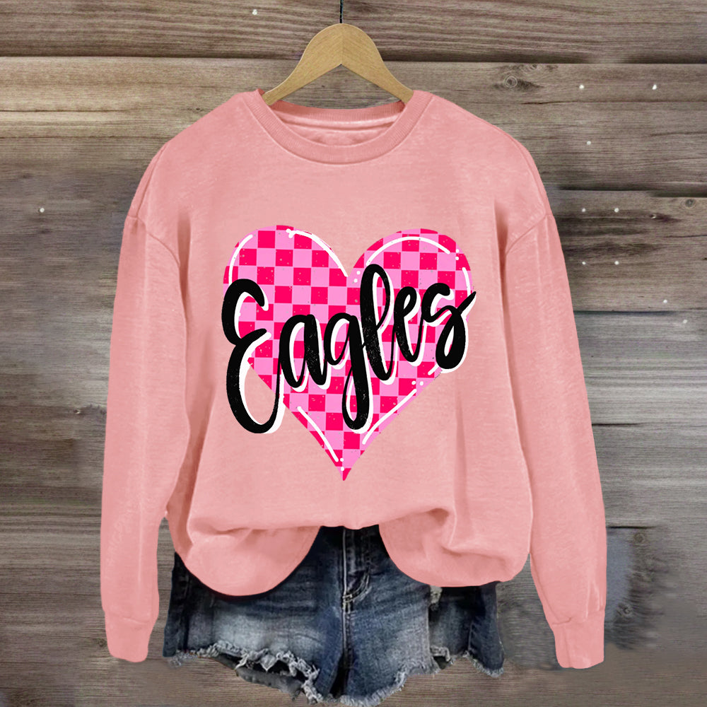 Personalized Mascot Pink Heart Sweatshirt