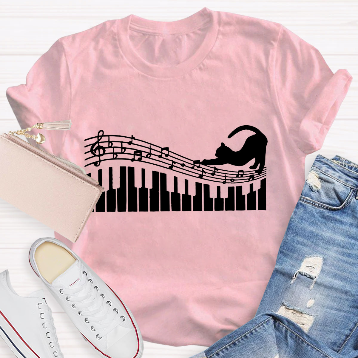 Funny Cat Play Music T-Shirt