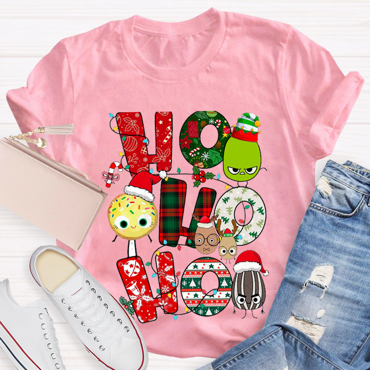 Children's Books Characters Ho Ho Ho Christmas Teacher T-Shirt