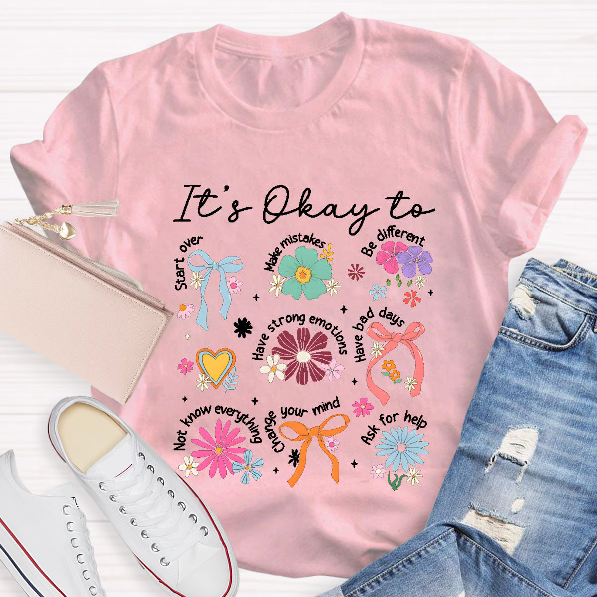 It's Okay To Be Different Vintage Flower Teacher T-Shirt