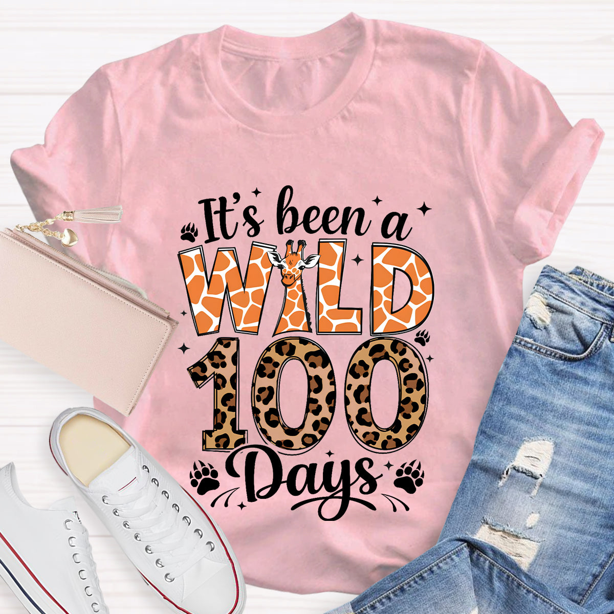 It's Been A Wild 100 Days Leopard Giraffe T-Shirt