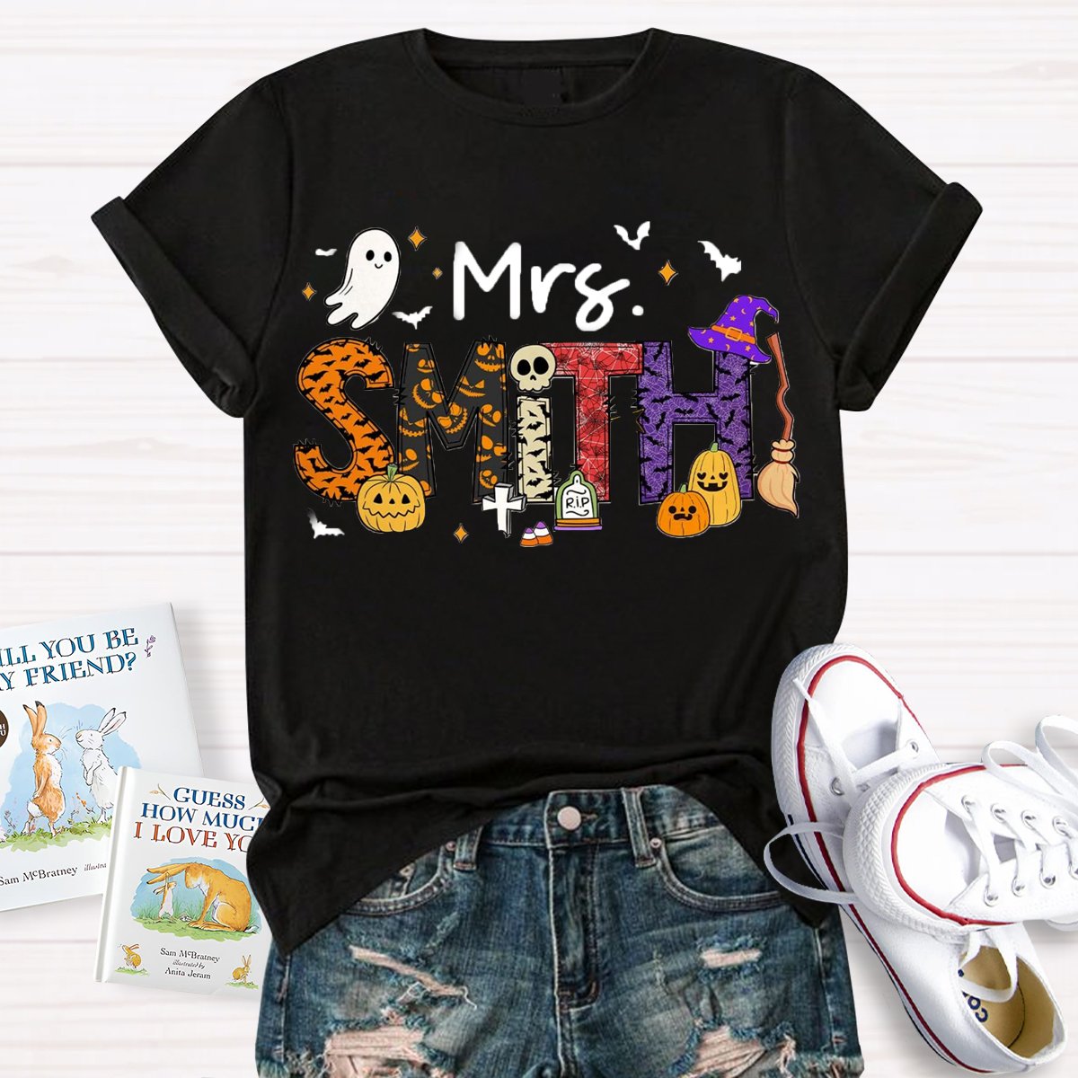 Personalized Name Happy Halloween Teacher T-Shirt