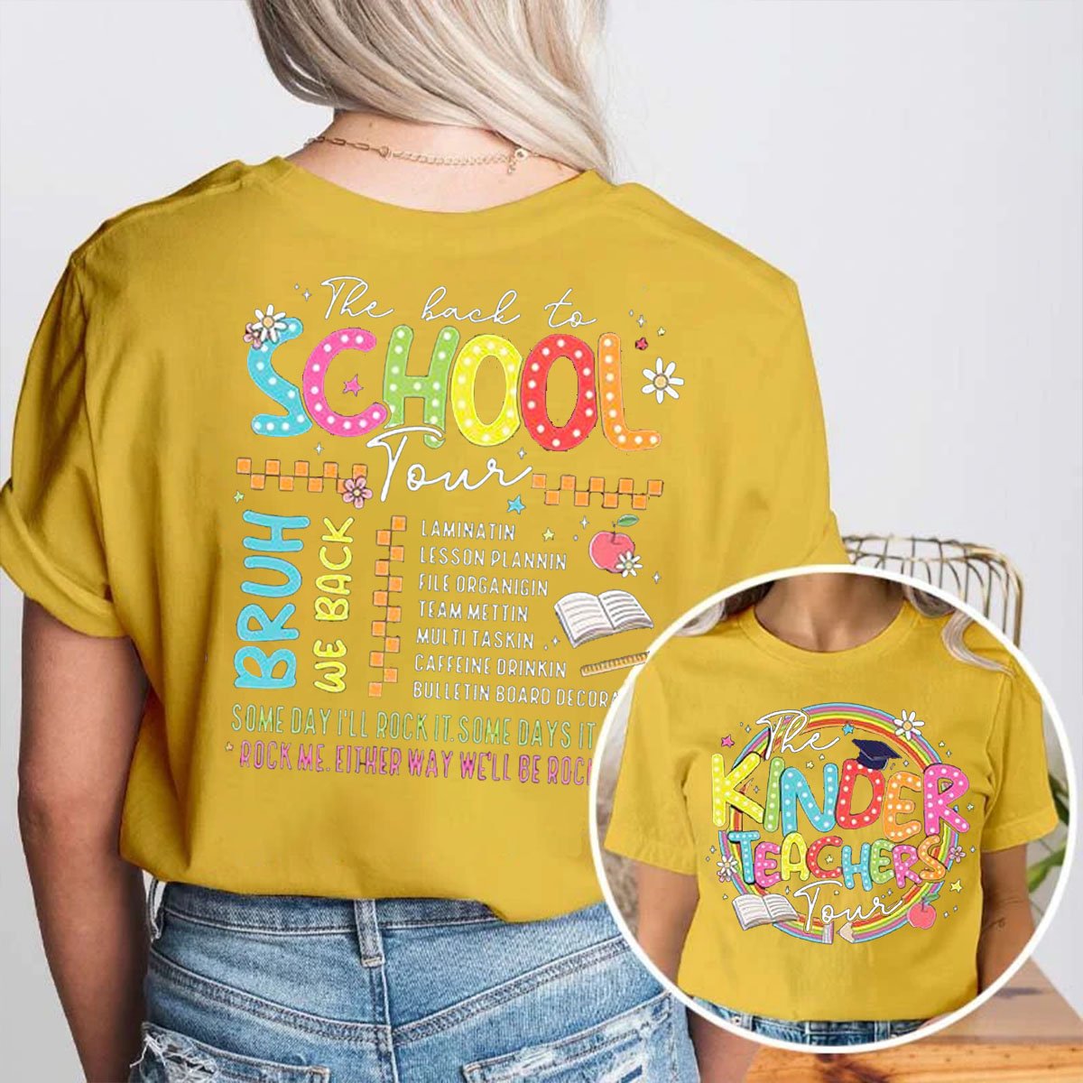 Personalized Grade Back To School Double Print Teacher T-Shirt