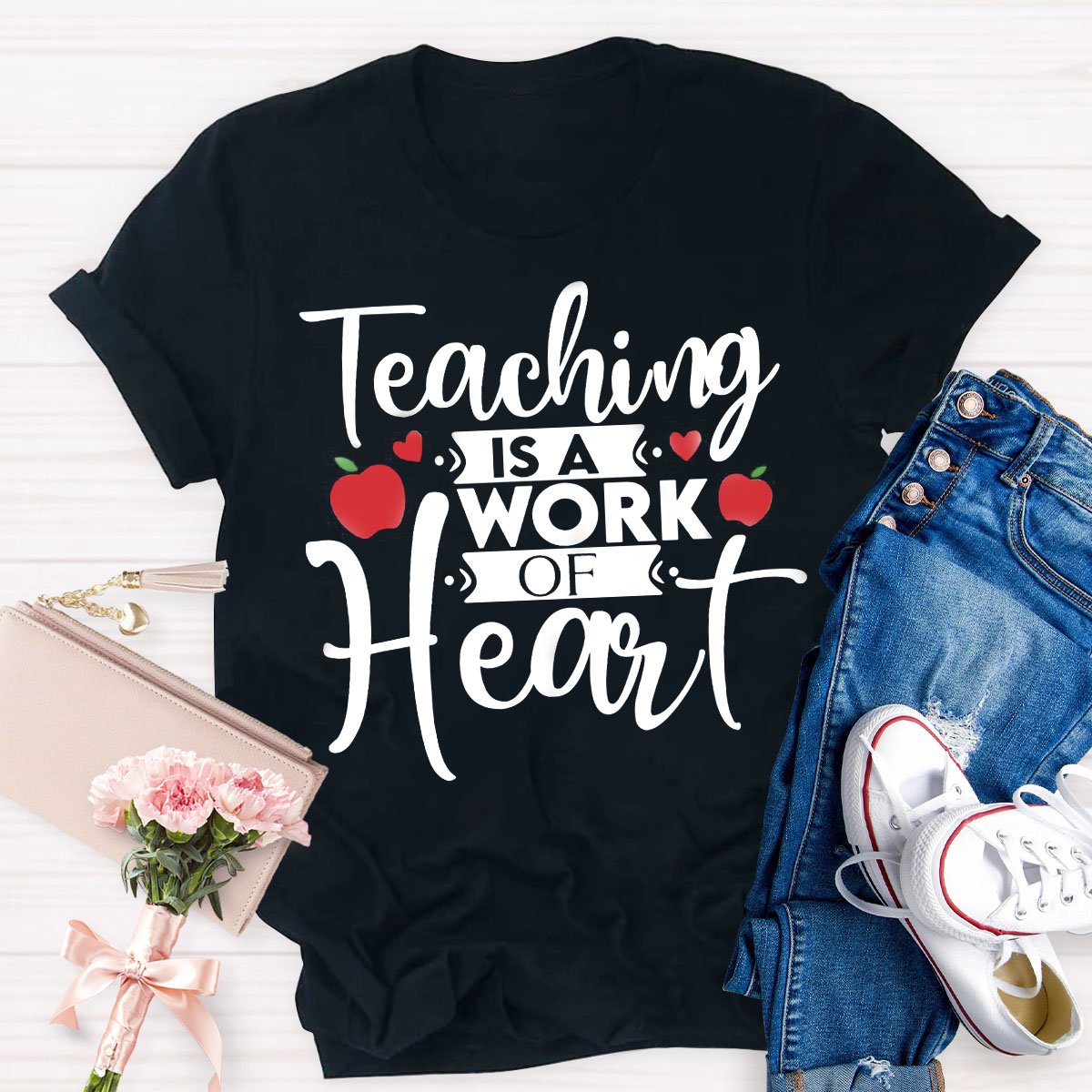 Teacher Art Teaching Is A Work Of Heart T-Shirt