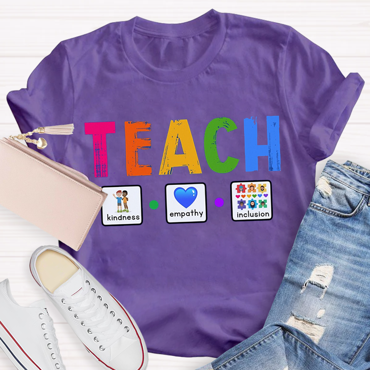 Teach Kindness Empathy Inclusion Teacher T-Shirt