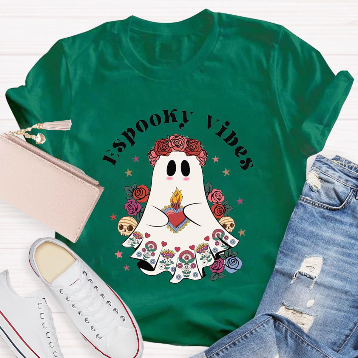 Espooky Vibes Mexican Ghost Halloween T-Shirt