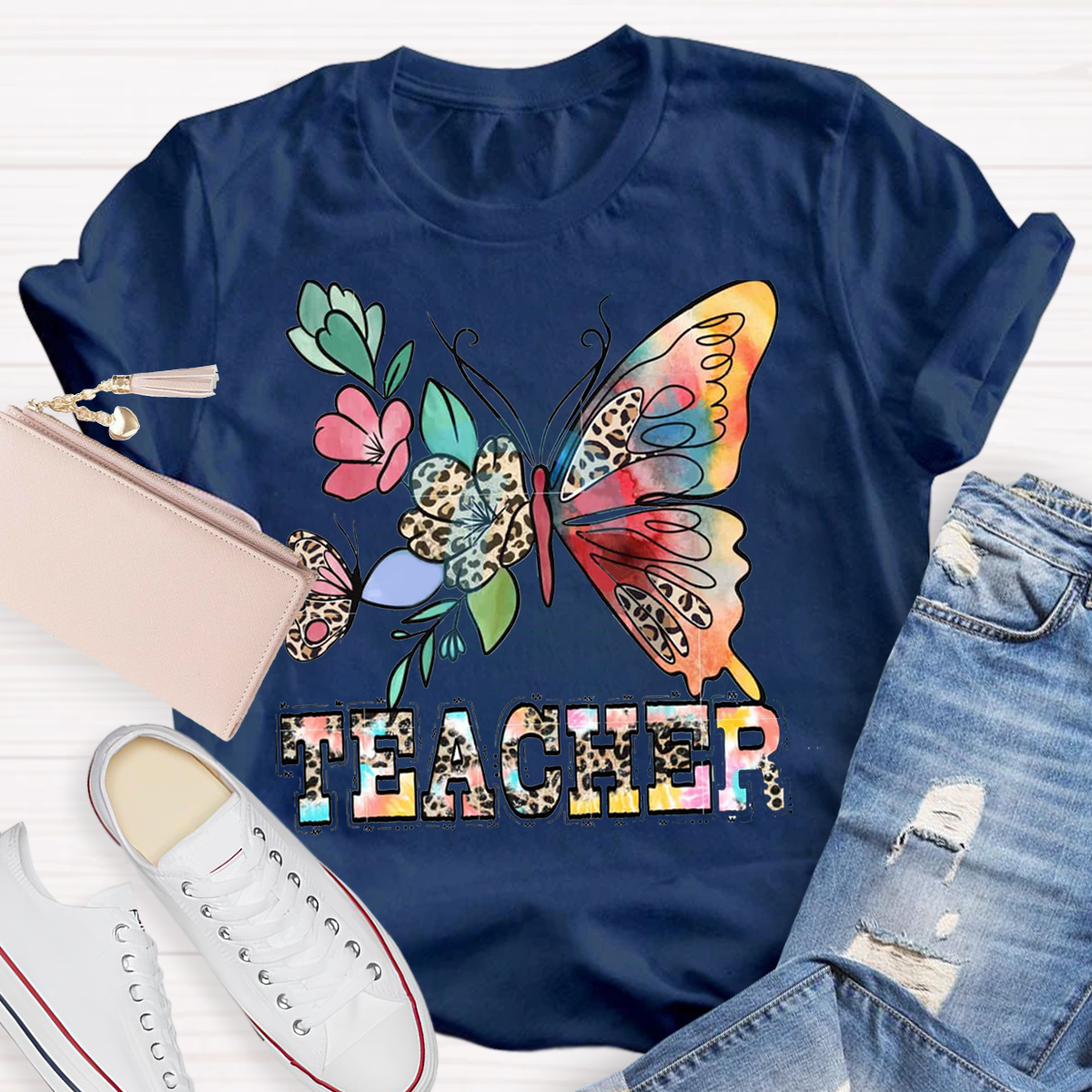 Teacher Life Flower Butterfly T-shirt