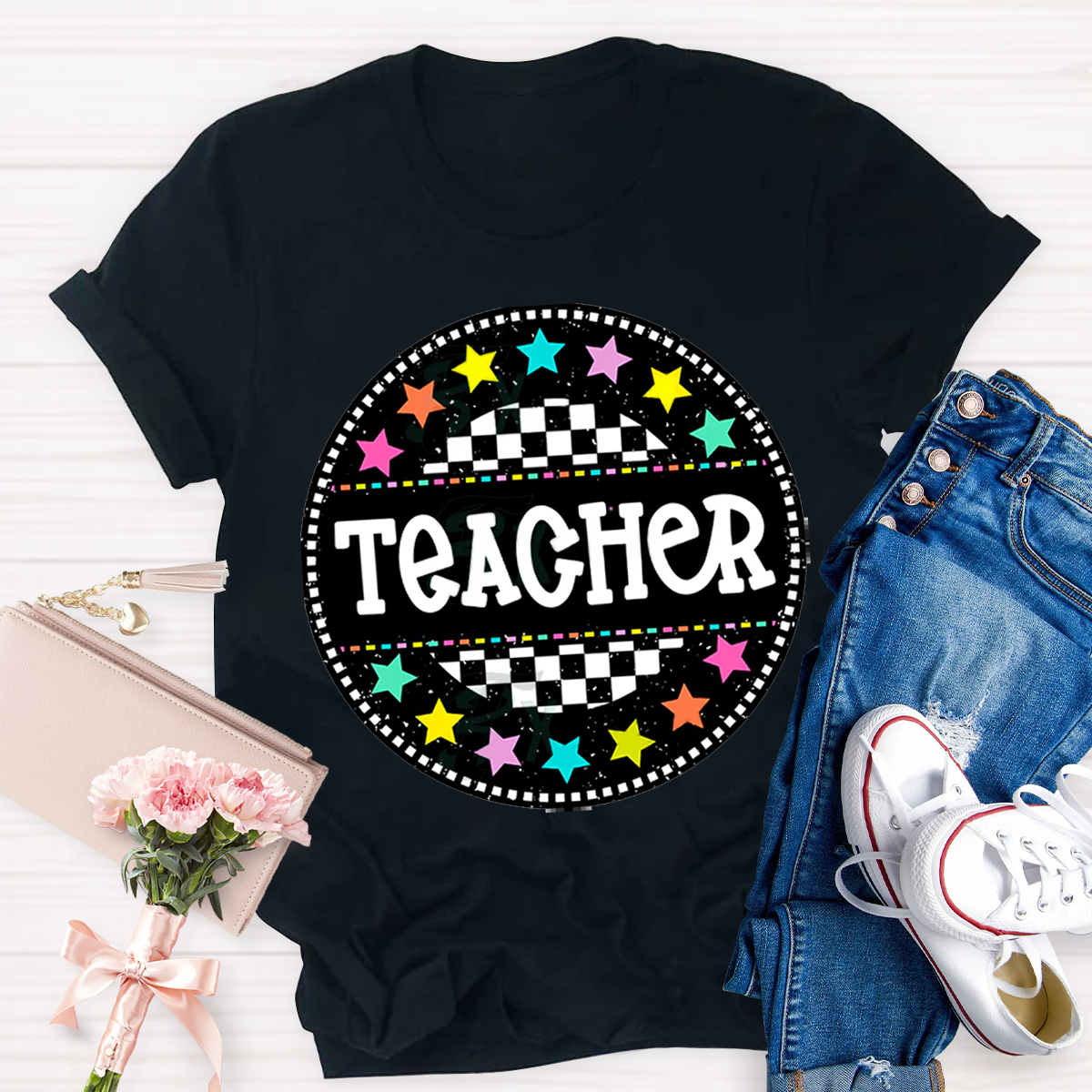 Circle Star Teacher T-Shirt