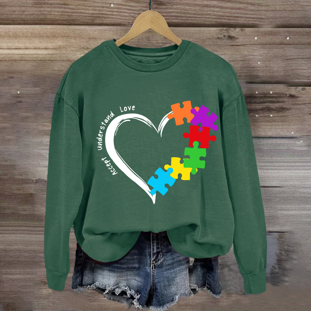 Accept Understand Love Heart Autism Sweatshirt