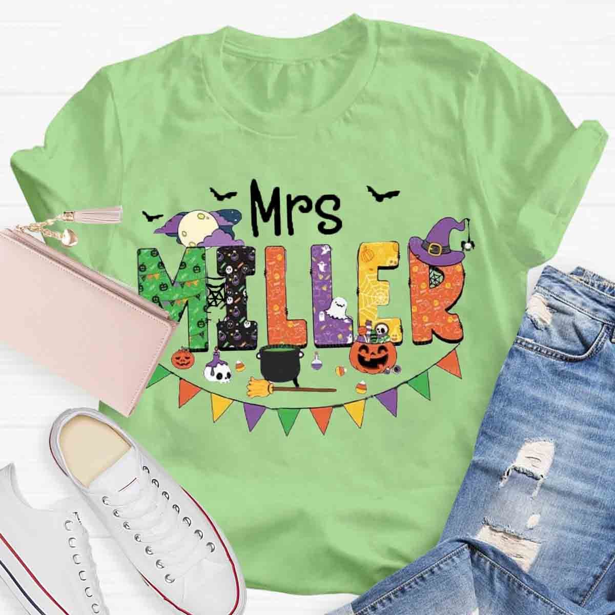 Personalized Name Halloween Spooky Teacher Shirt