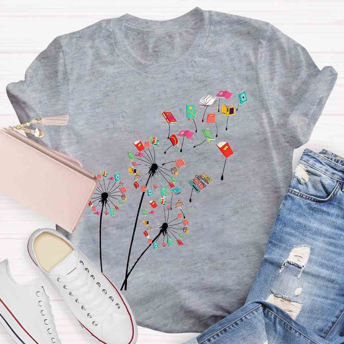 Dandelion Books Reading Lover Casual Print T-shirt