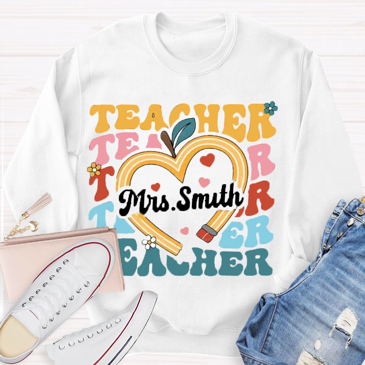 Personalized Teacher Name Pencil  Sweatshirt