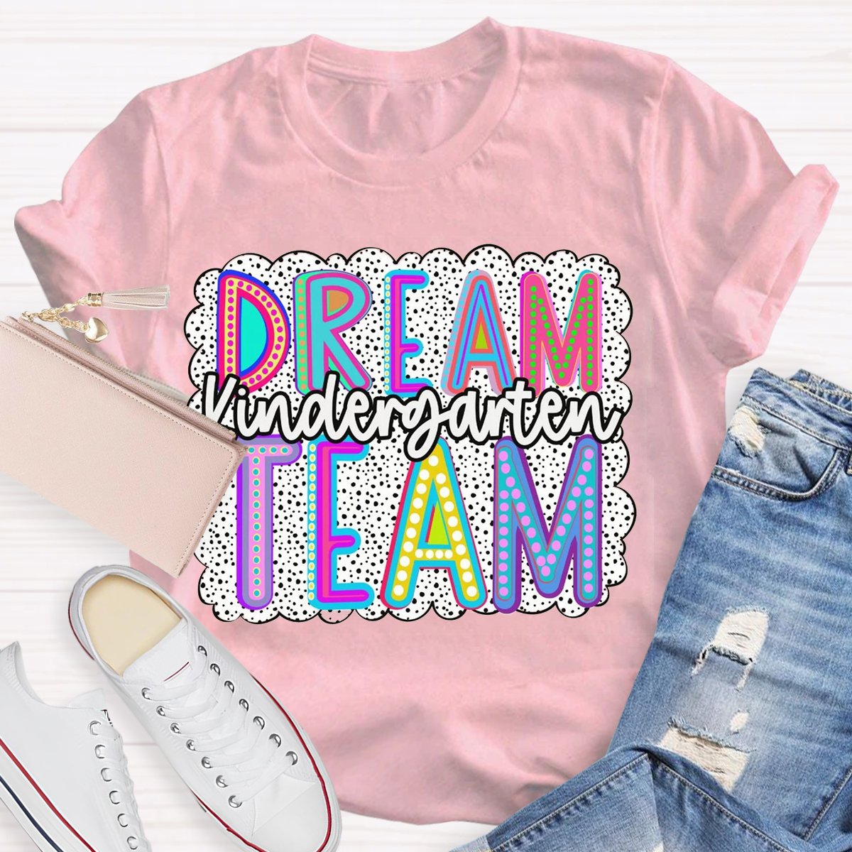 Personalized Grade Dream Team Dalmatian Dots Teacher Shirt