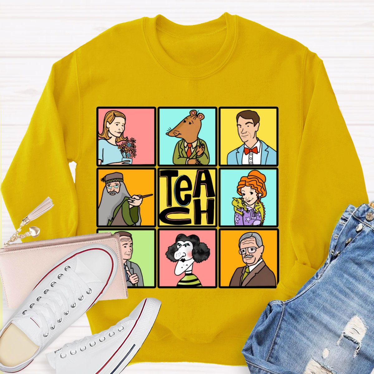 Book Characters Reading Teacher Sweatshirt