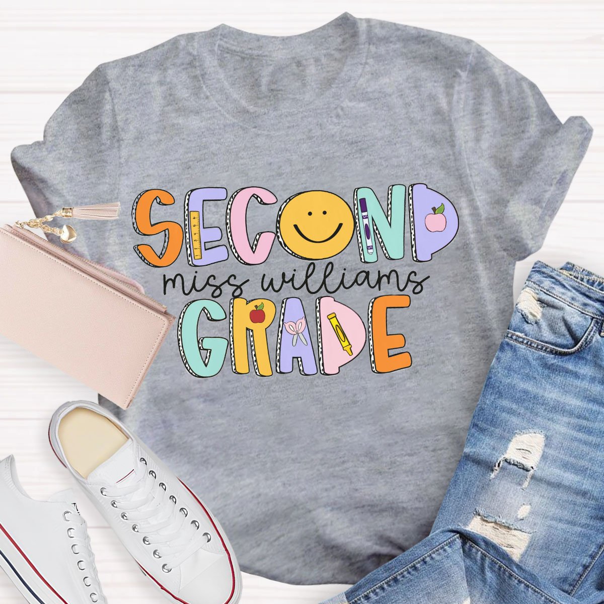 Personalized  Grade And Name Back to School T-shirt