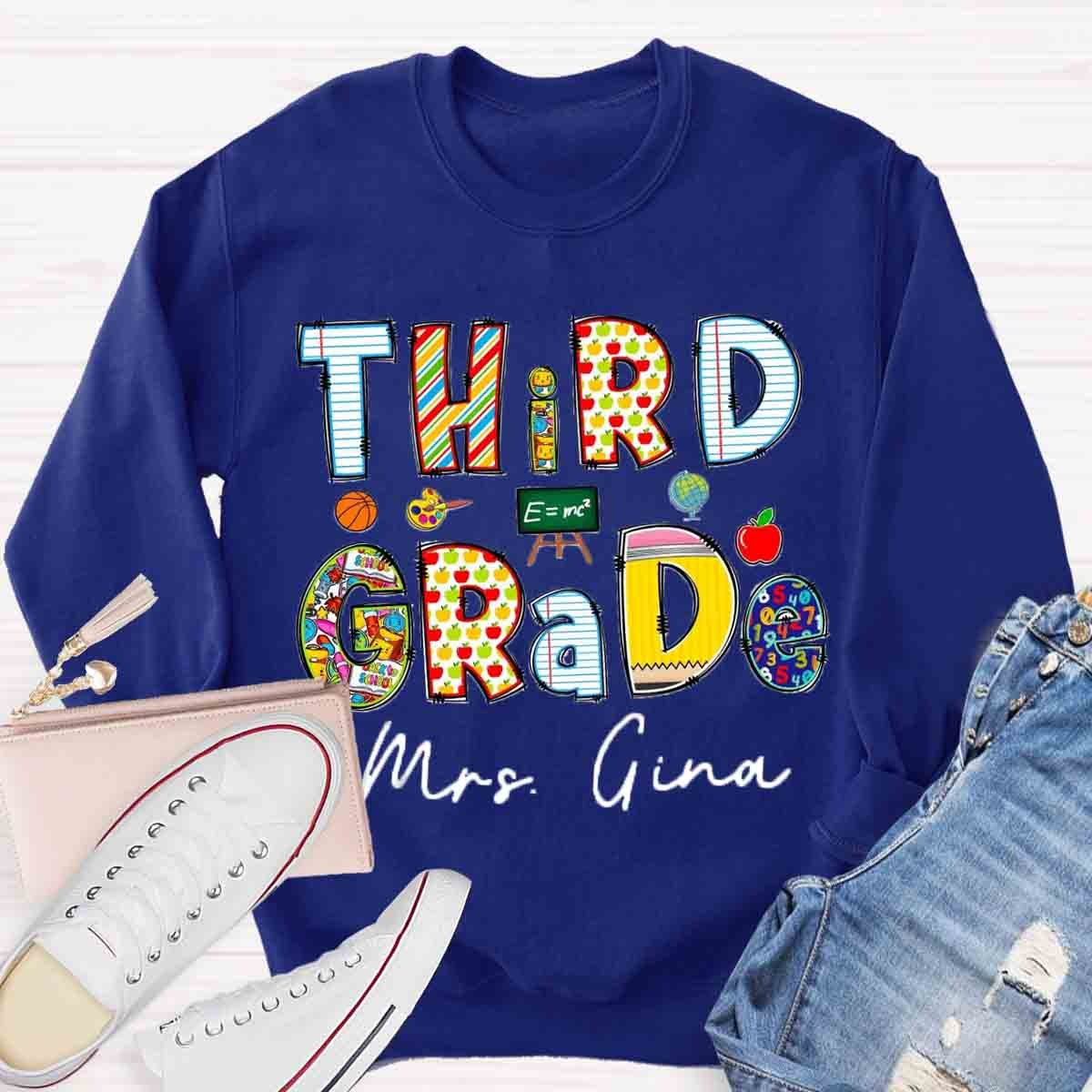 Personalized Grade And Name Teachers Sweatshirt