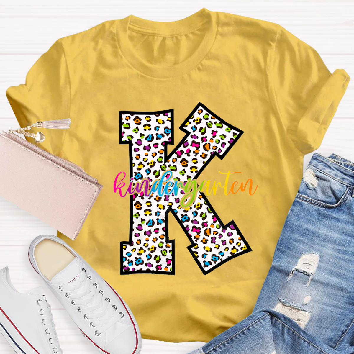 Personalized Grade Leopard Design Teacher T-Shirt