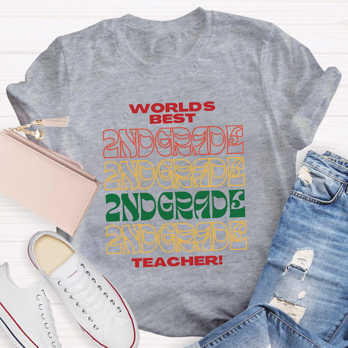 Personalized World's Best 2nd Grade Teacher Shirt