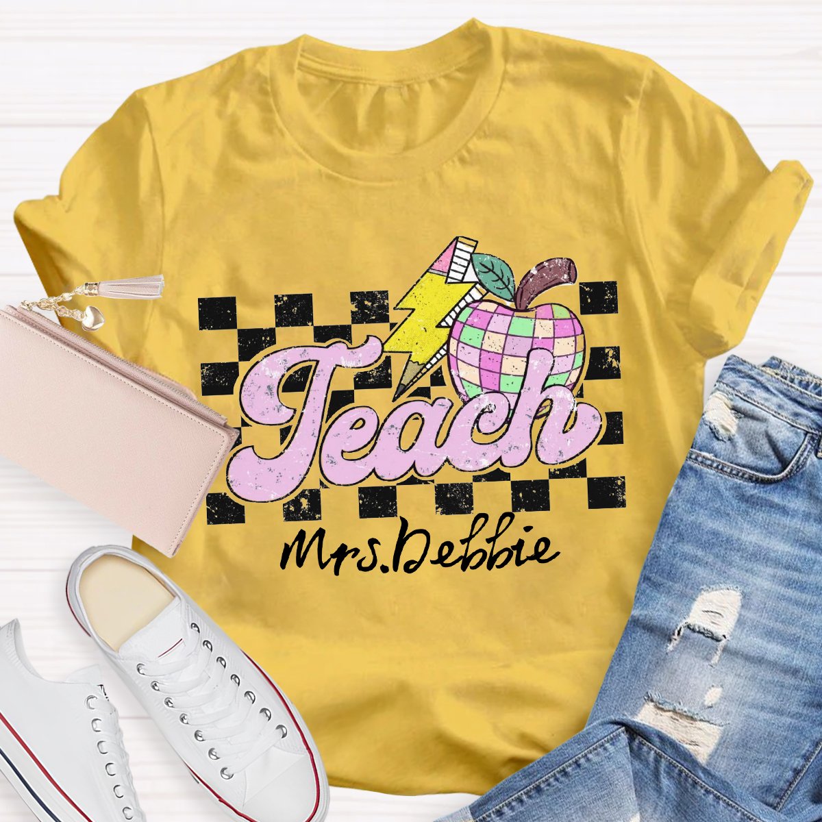 Personalized Teacher Name Apple Back To School Shirt