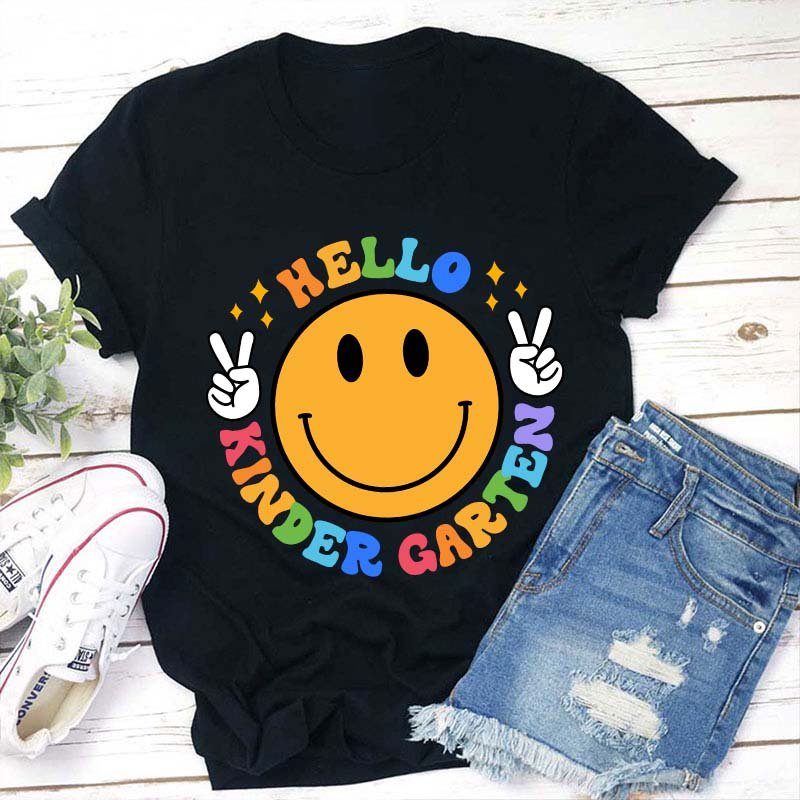 Personalized Grade Hello Smile Face Teacher T-Shirt