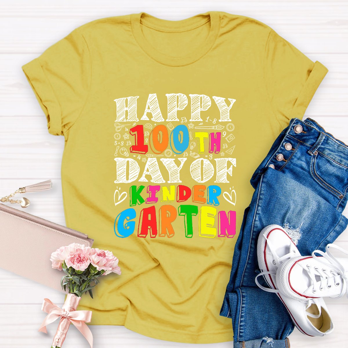 Happy 100th Day Of Kindergarten Teacher Shirt