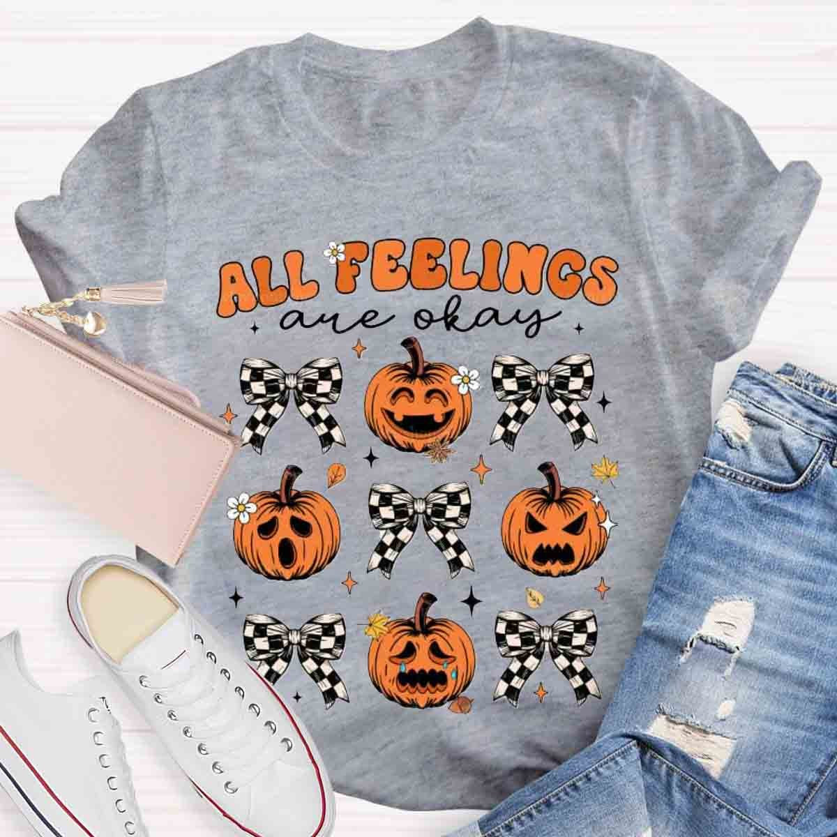 All Feelings Are Okay School Psych Ghost Pumpkin Shirt