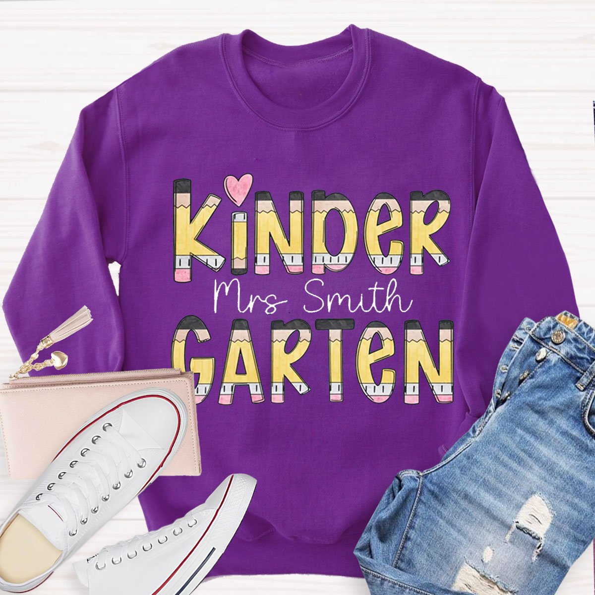 Personalized Name Kinder Garden Teachers Sweatshirt