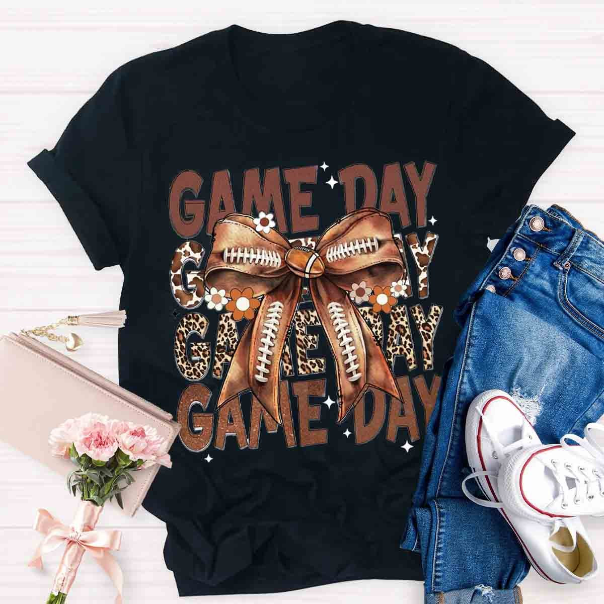 Game Day Football Bow T-Shirt