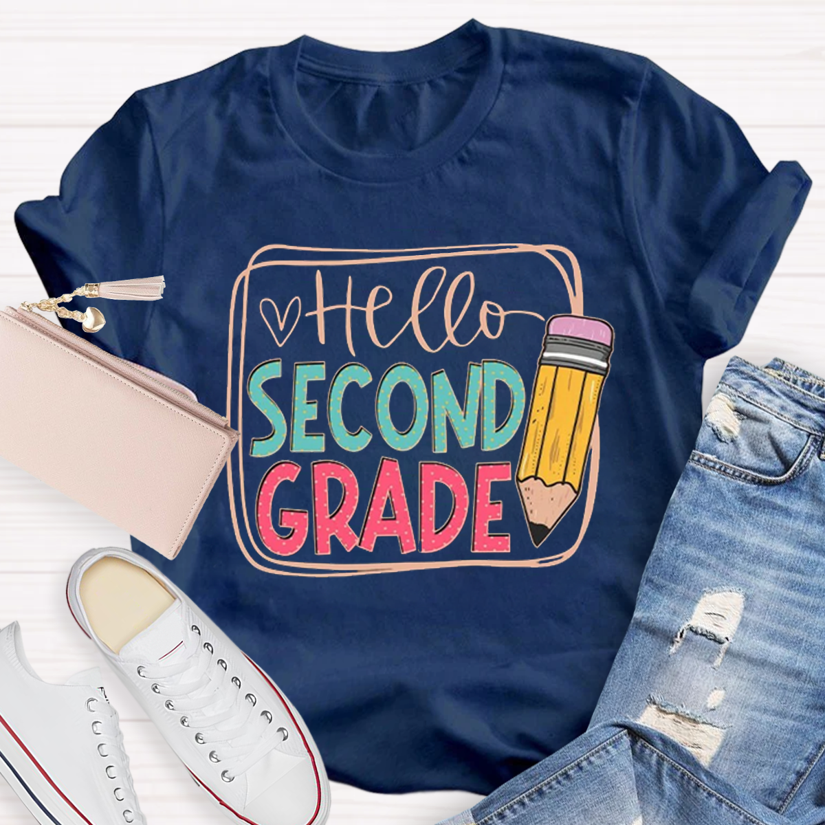 Personalized Grade Hello Second Back To School T-Shirt