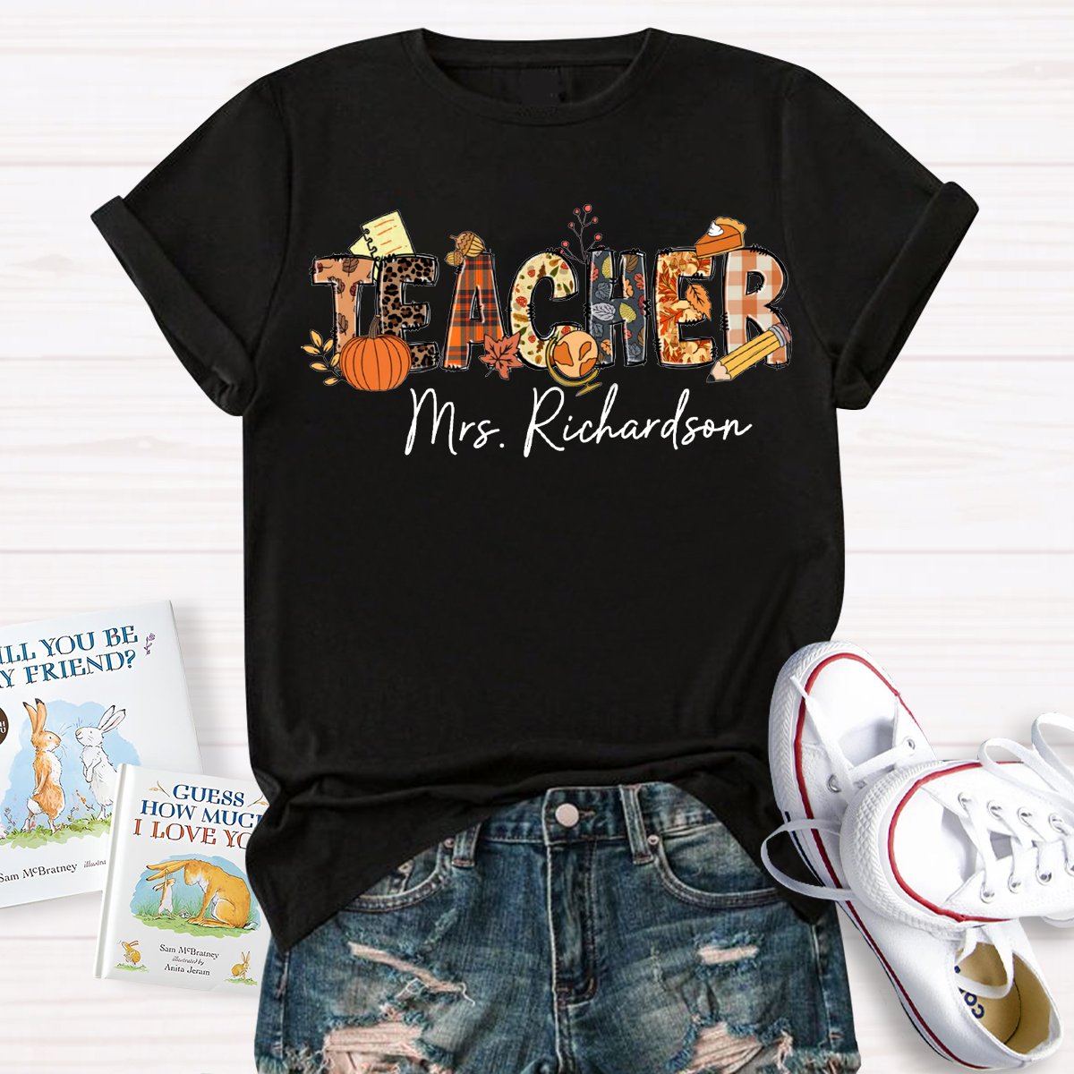 Personalized Teacher Name Fall Season T-shirt