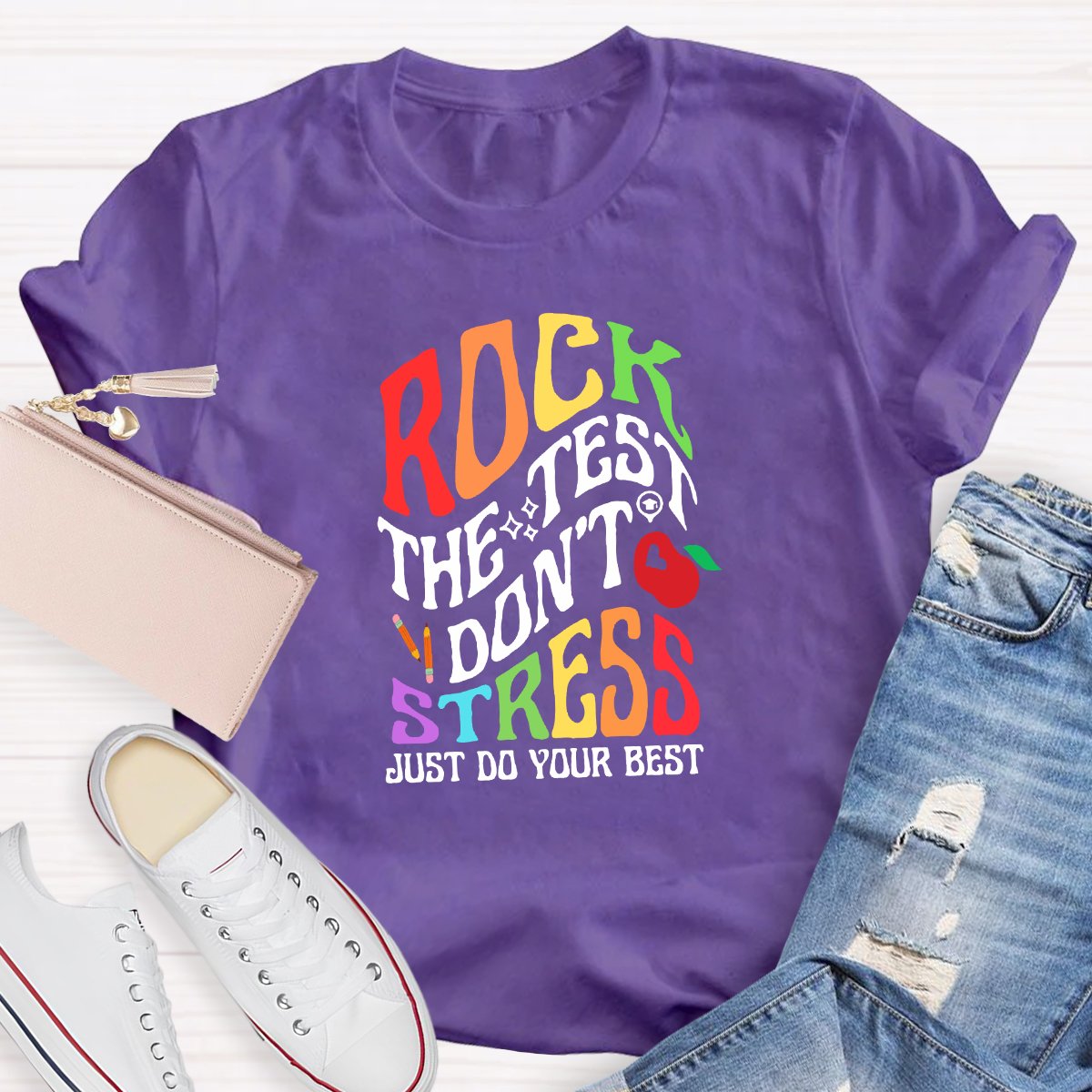 Rock The Test Don't Stress Teacher Shirt