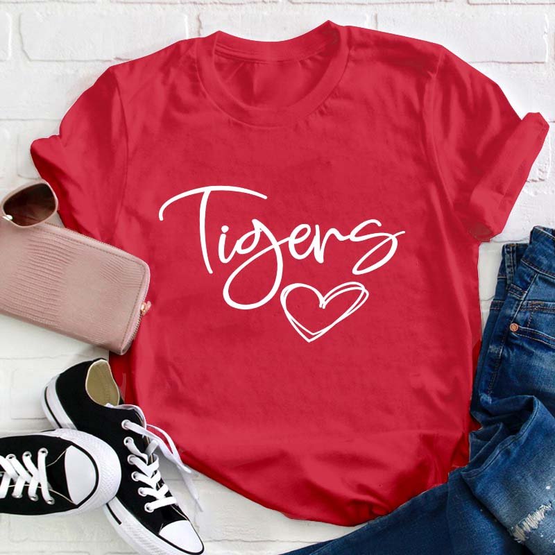 Personalized Name Mascot Heart Teacher T-Shirt