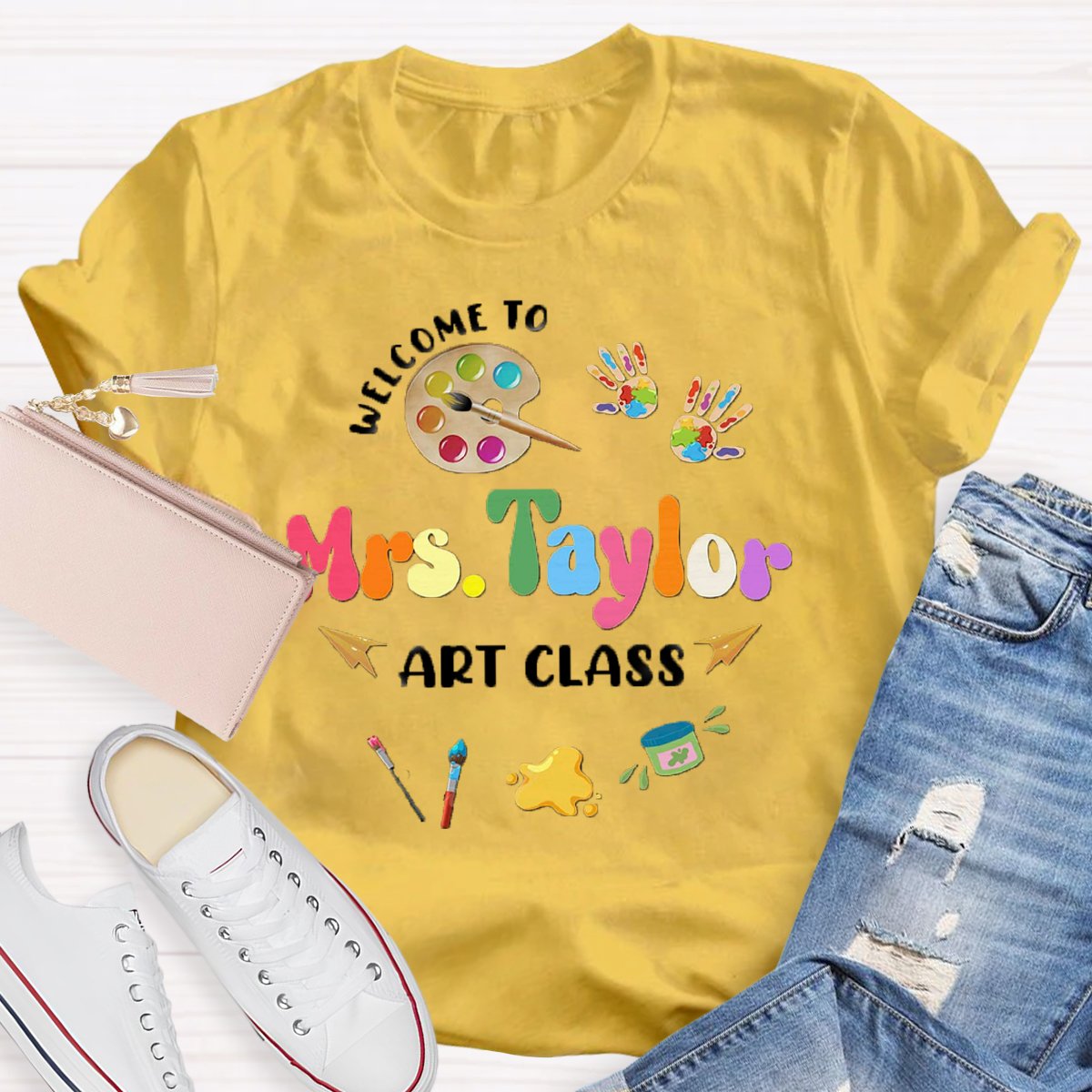 Personalized Art Teachers Name Welcome To Art Class T-Shirt