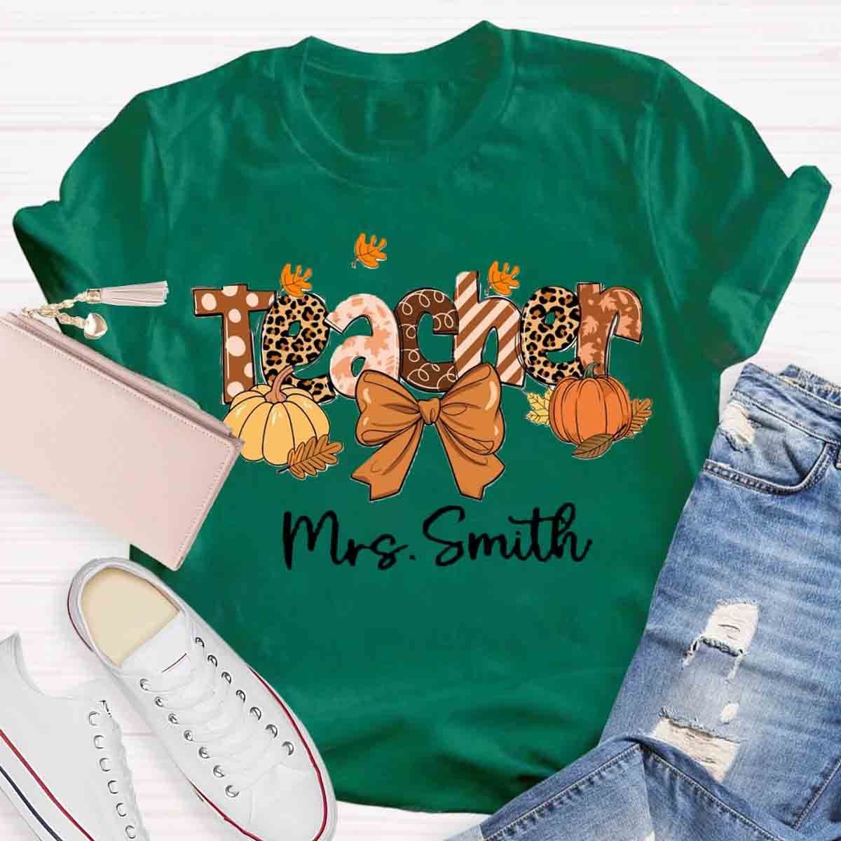 Personalized Name Teacher Fall each Love Inspire Shirt