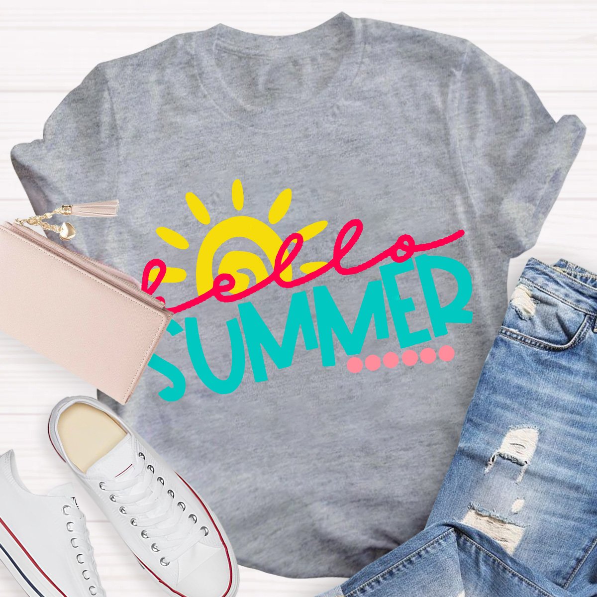 Hello Summer Teacher Graphic Tee Shirt