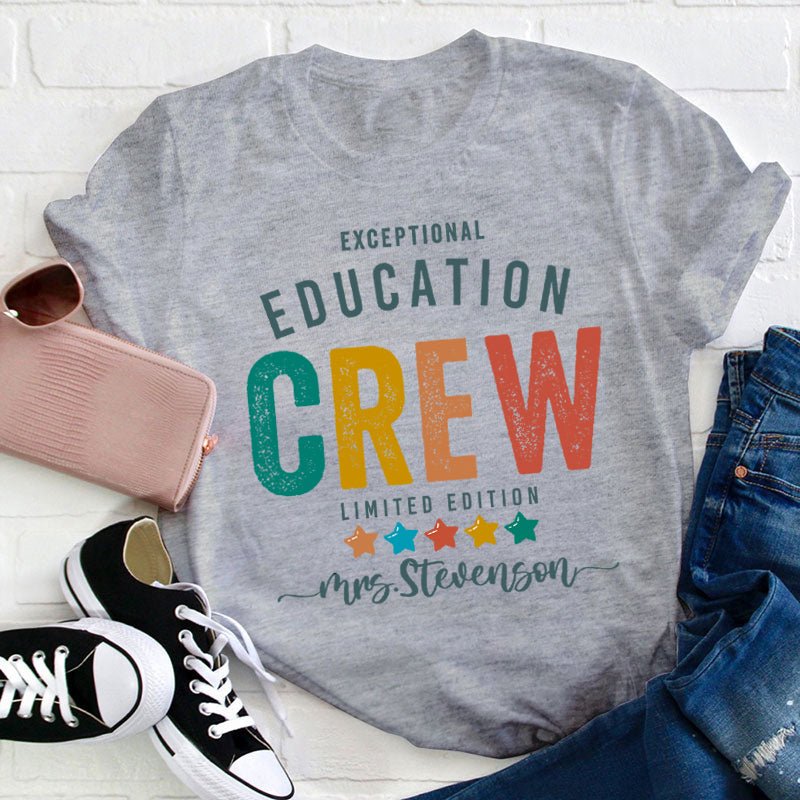 Personalized Colorful Stars Teacher T-Shirt