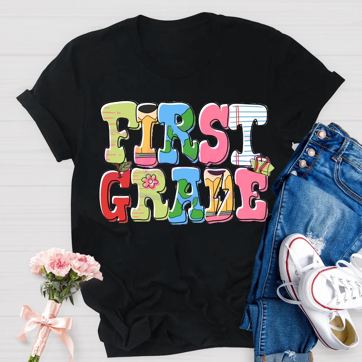 Personalized Grade First Grade Student Back To School T-Shirt