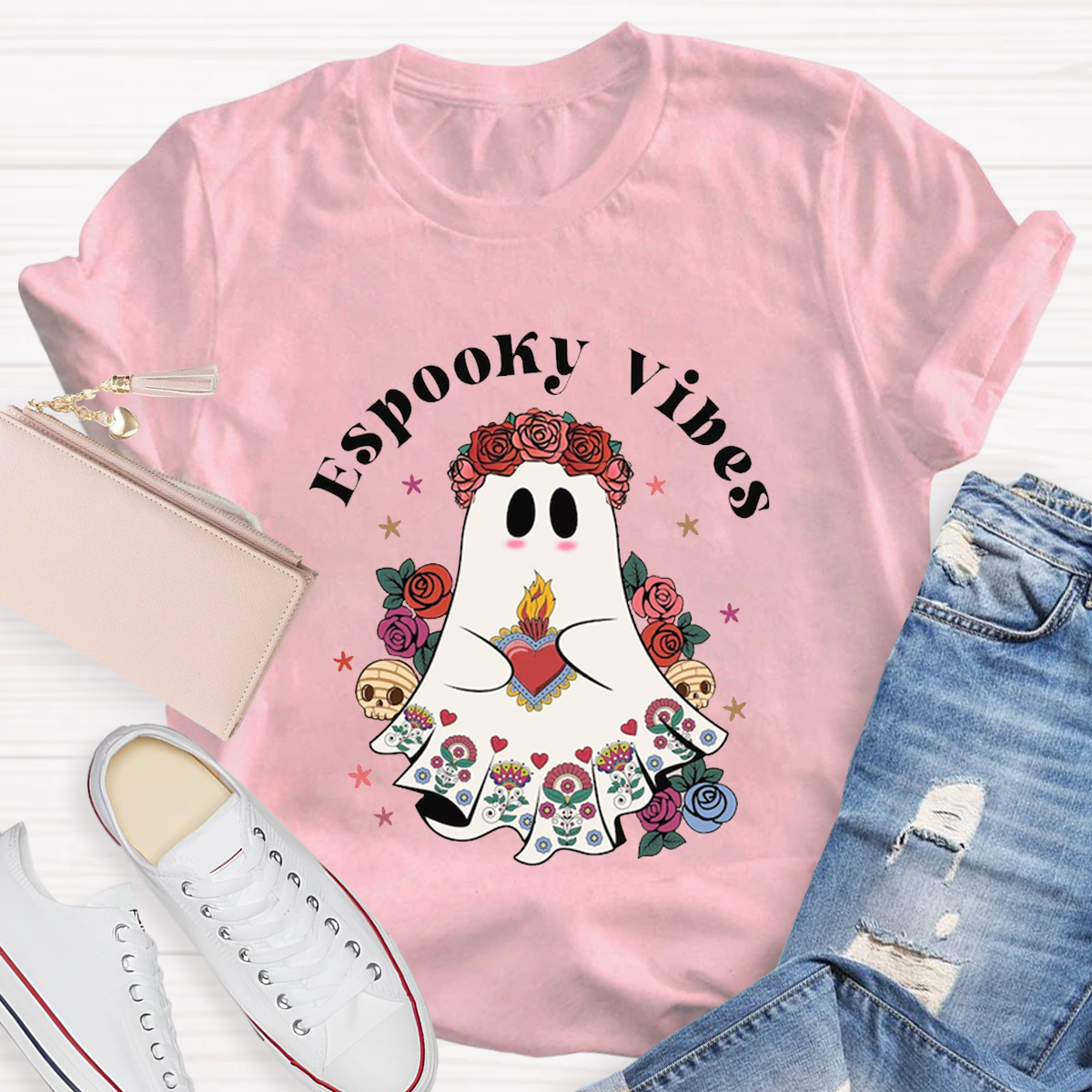 Espooky Vibes Mexican Ghost Halloween T-Shirt