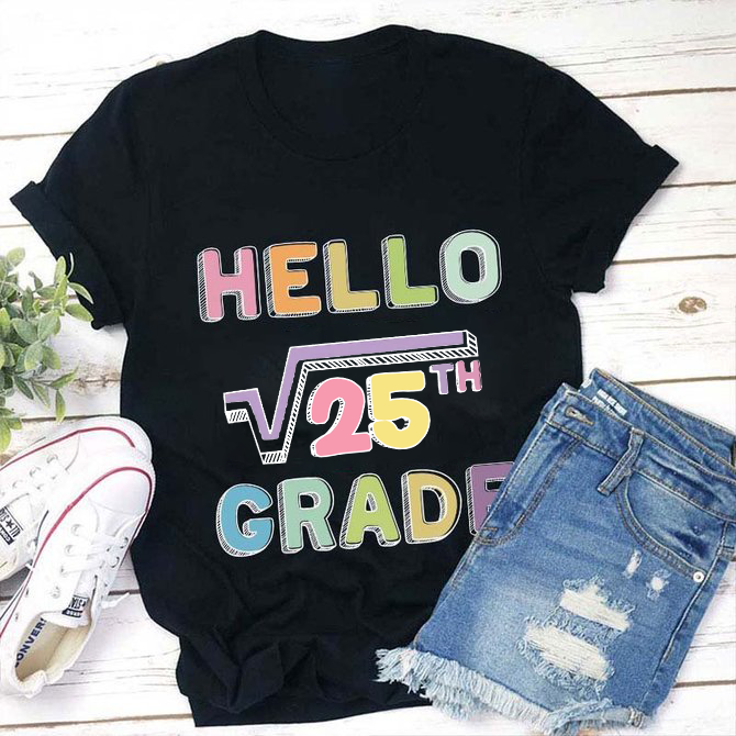 Personalized Grade Say Hello Math Teacher T-Shirt