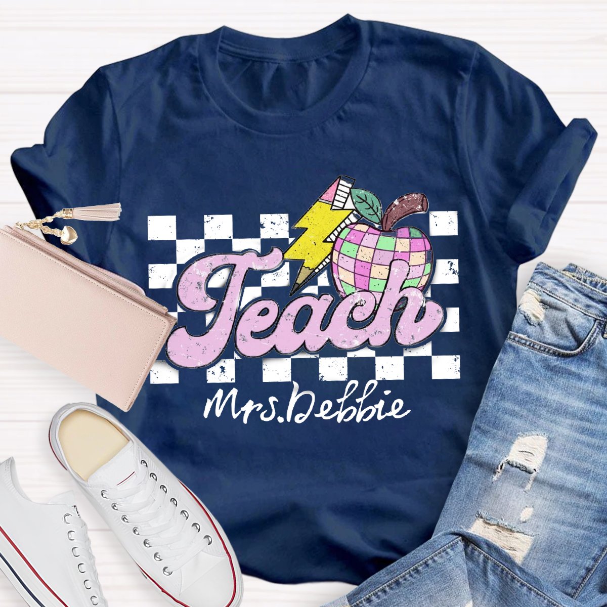 Personalized Teacher Name Apple Back To School Shirt