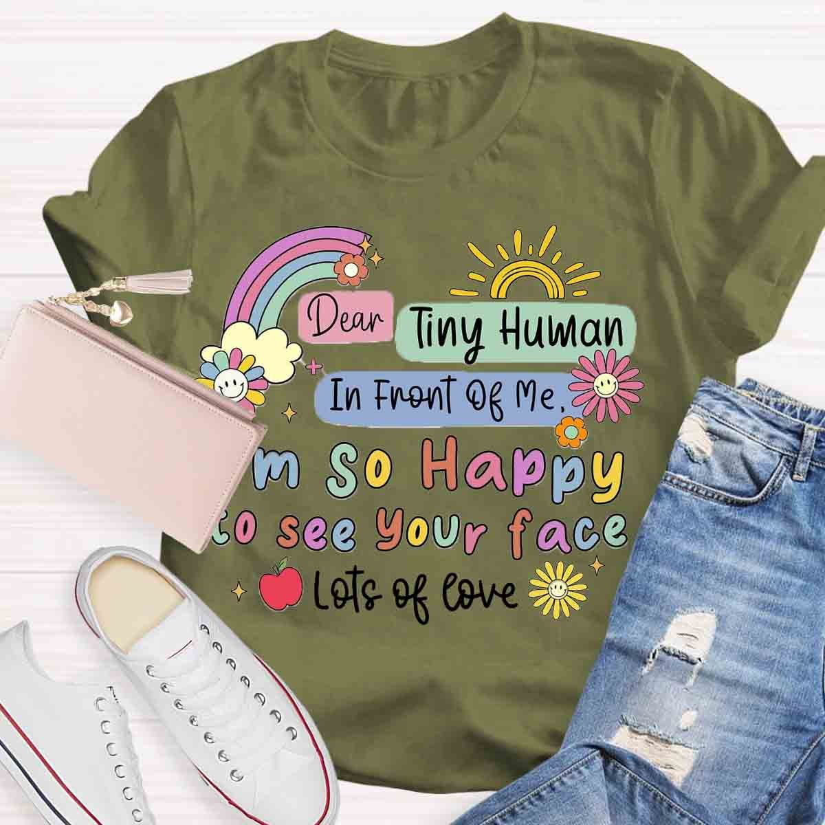 So Happy To See Your Face Teacher Casual Print T-shirt