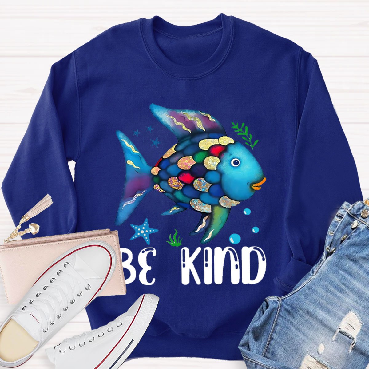 Be Kind Colorful Fish Sweatshirt