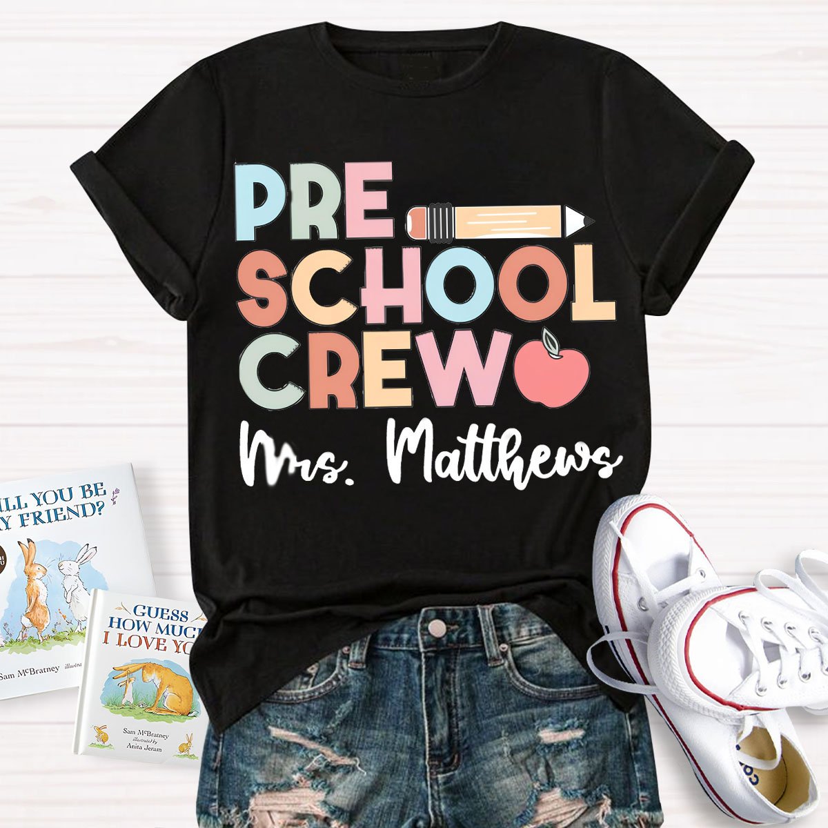 Personalized Teacher's Name And Grade Colorful Teacher T-Shirt