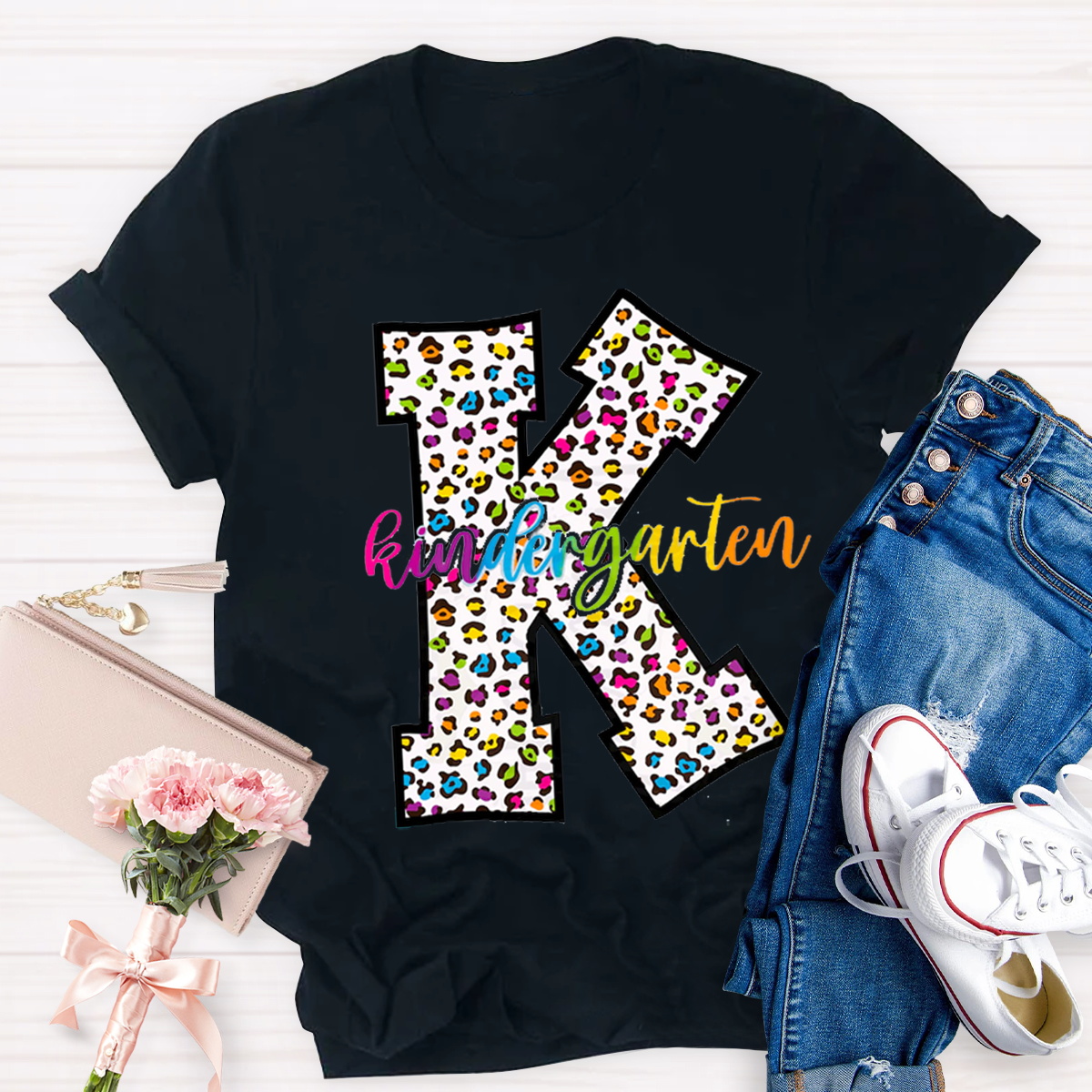 Personalized Grade Leopard Design Teacher T-Shirt