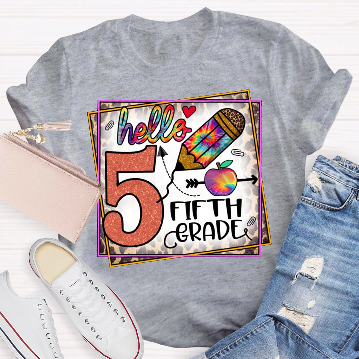 Personalized Grade With Art Pen Teacher's T-Shirt