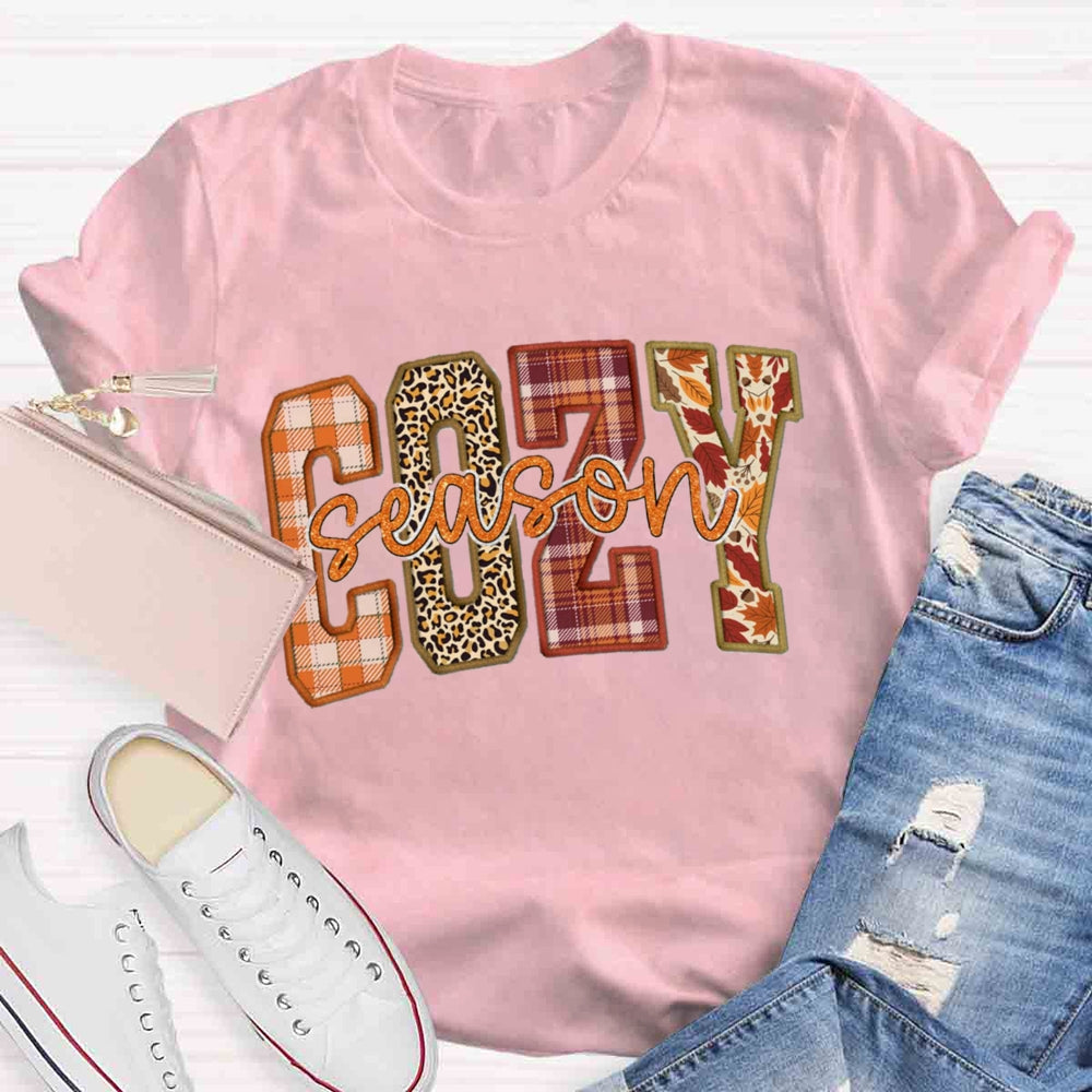 Cozy Season Fall Halloween Thanksgiving Casual Print T-shirt