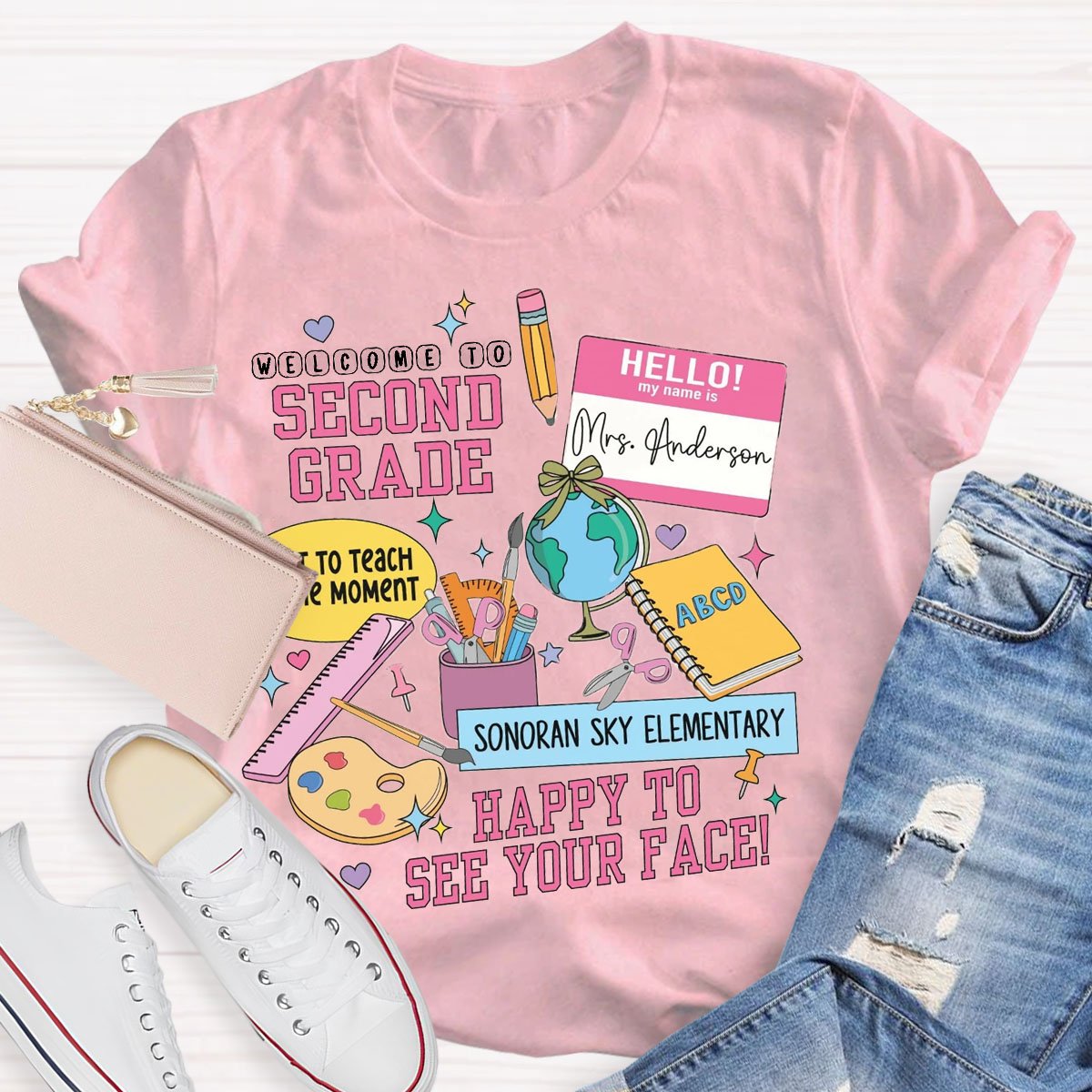 Personalized Grade Vibes And Name T-shirt